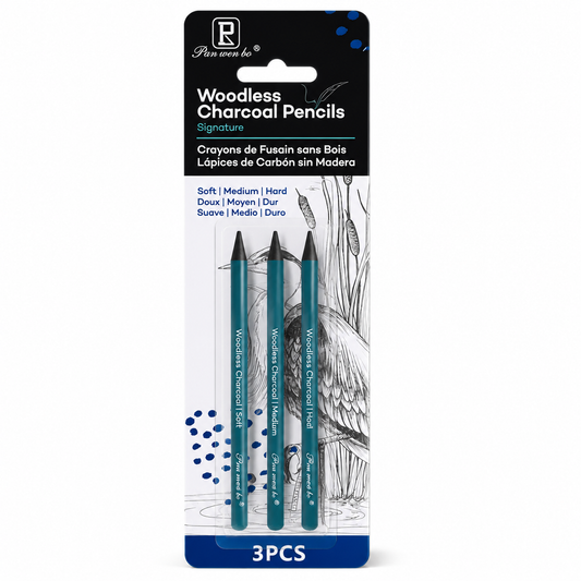 JUEGO DE LAPICES CARBONCILLOS 3/1 (Suave, Med. y Duro) BL
