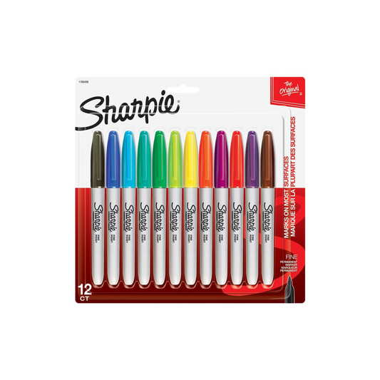 JUEGO MARCADORES PERMANENTE SHARPIE FINA 12/1 BL