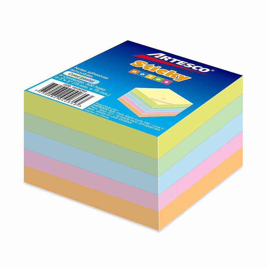 NOTAS ADHESIVAS (3 X 3) PASTEL CUBO #654 5/1 BL