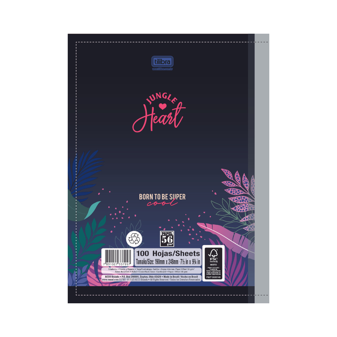 CUADERNO COSIDO 200 PAG. JUNGLE  HEART