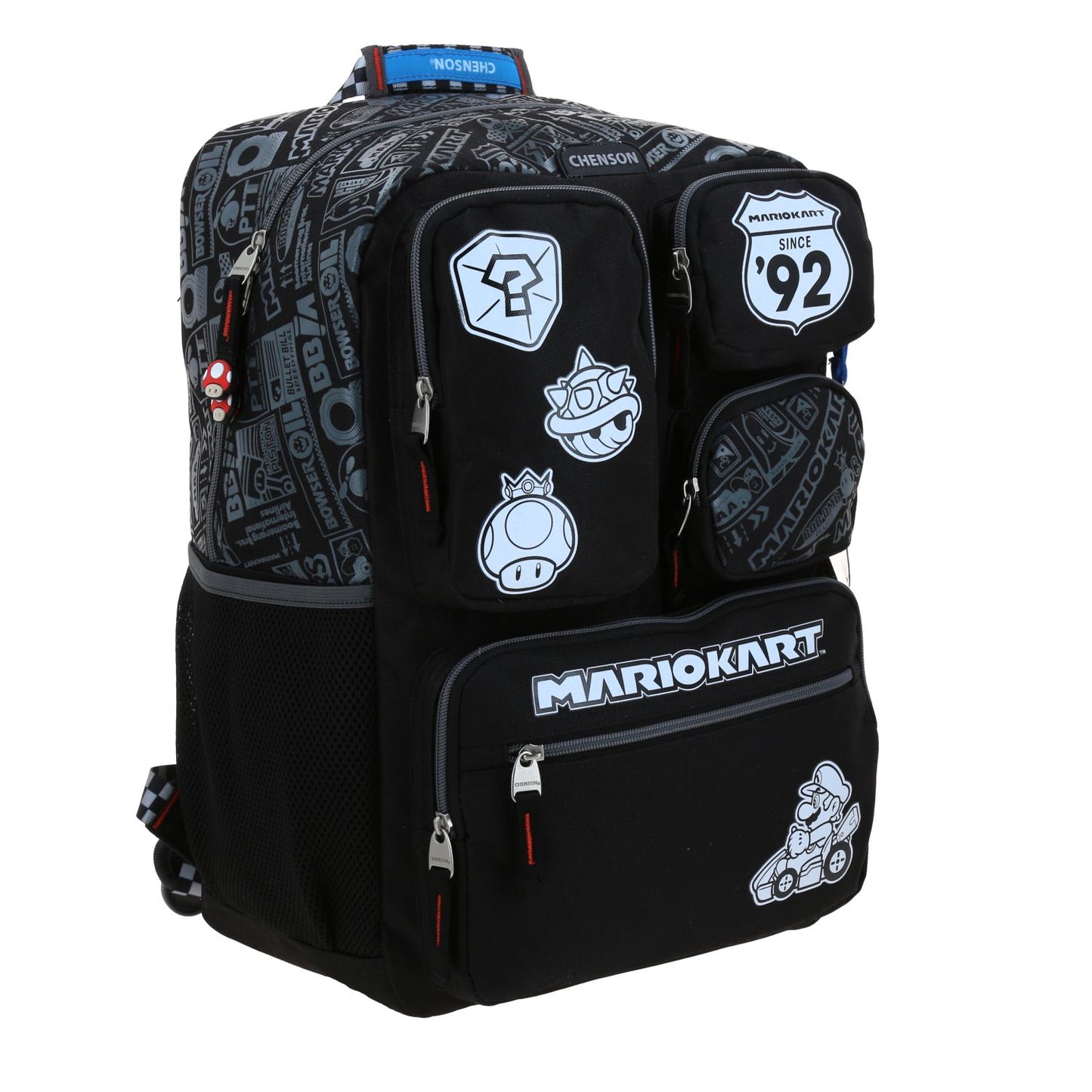 MOCHILA CHENSON EXTRA GDE. MARIO B. RACER NEGRO XXV