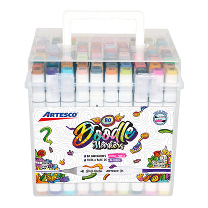 MARCADORES DOBLE P. DOODLE A BASE DE ALCOHOL 80/1 Caja Plastica