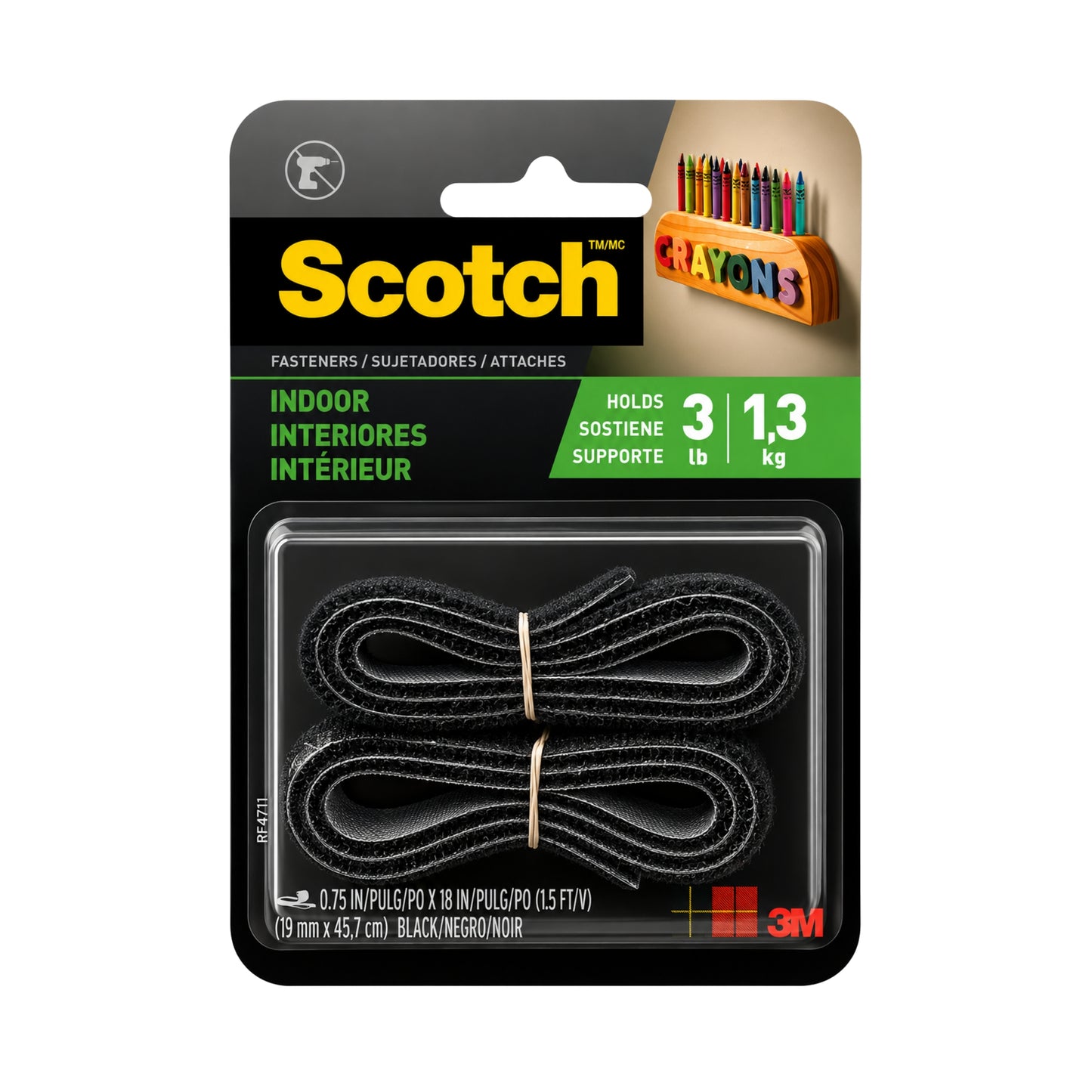 VELCRO EN ROLLO (3/4" x 18") Negro (Cintas de Montaje)