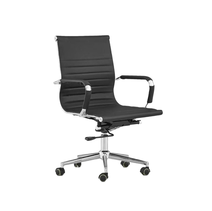 SILLA EJECUTIVA C/BASE BAJA CROMADA NEGRA