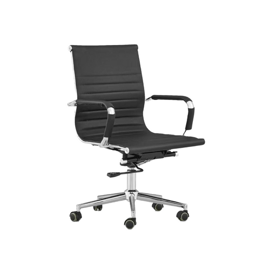 SILLA EJECUTIVA C/BASE BAJA CROMADA NEGRA