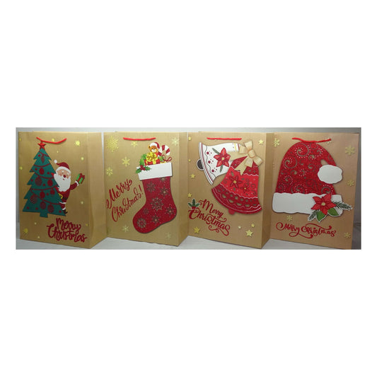 FUNDAS P/REGALO XMAS GLITTER (40X30X12) NAVIDEÌÔAS