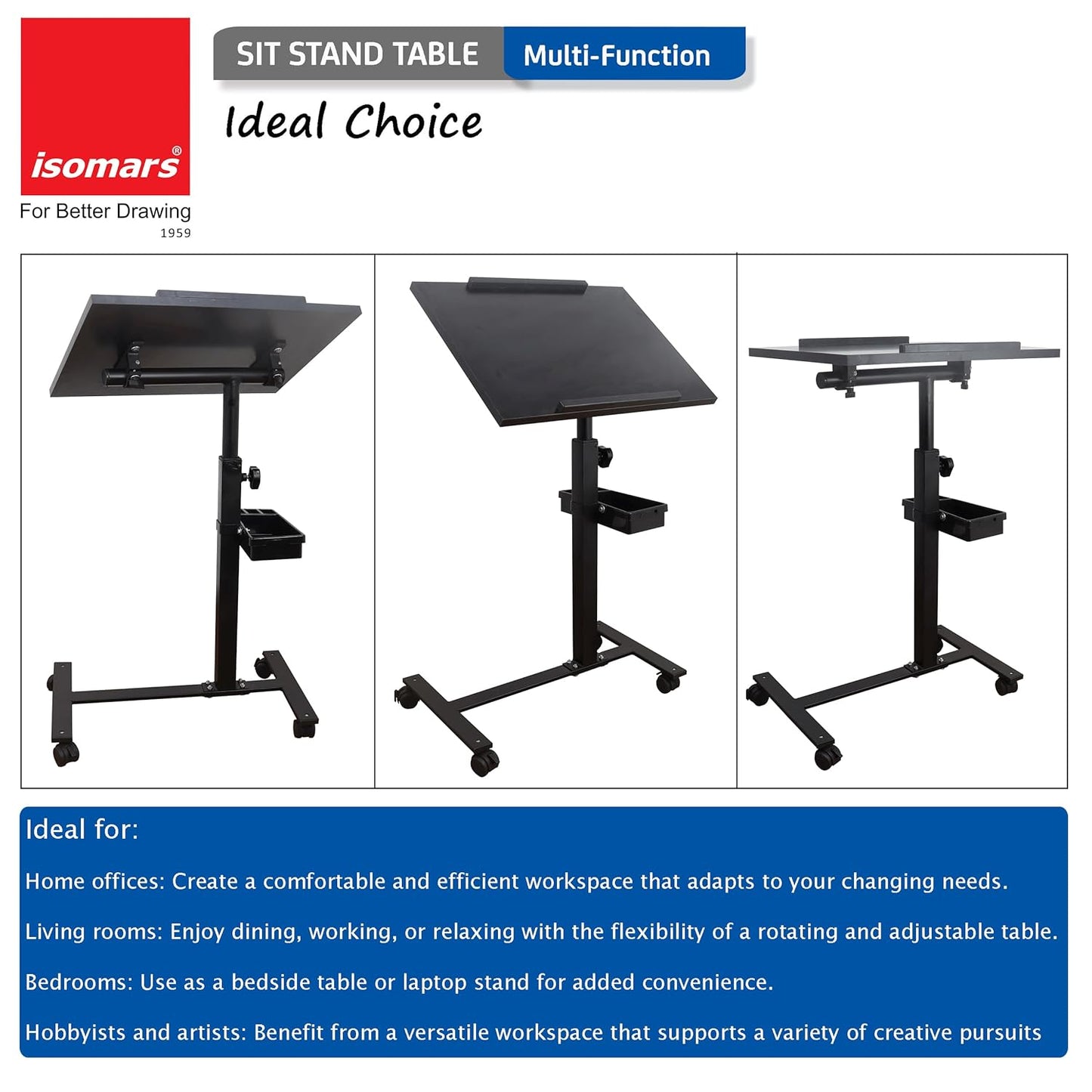 MESA P/LAPTOP AJUSTABLE (20"x14") TOPE DE MADERA BASE DE METAL