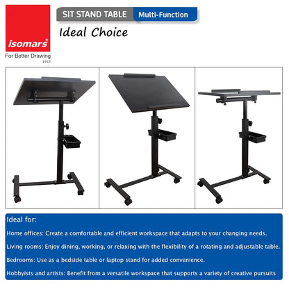MESA P/LAPTOP AJUSTABLE (20"x14") TOPE DE MADERA BASE DE METAL