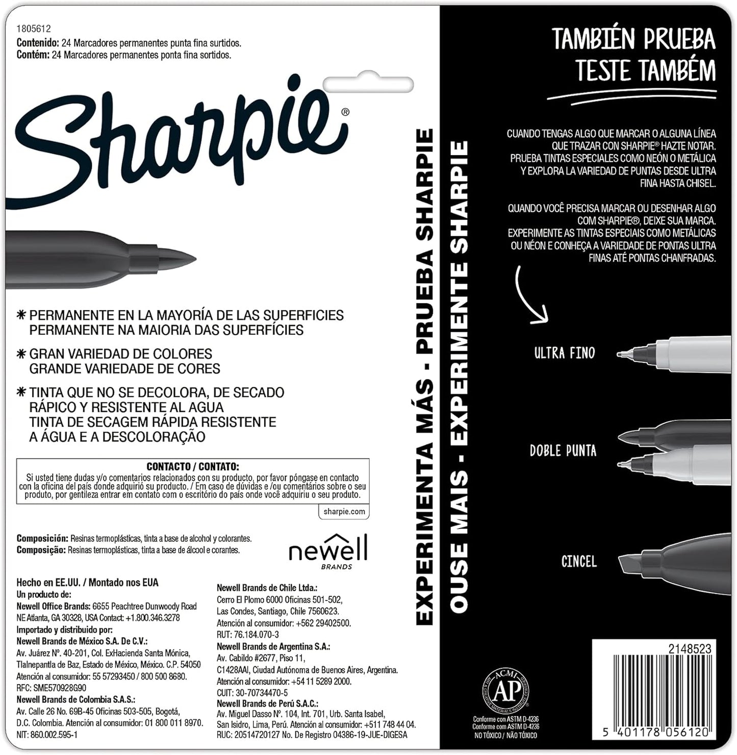 JUEGO DE FELPAS PERMANENTE SHARPIE FINA 24/1 SURT. BL