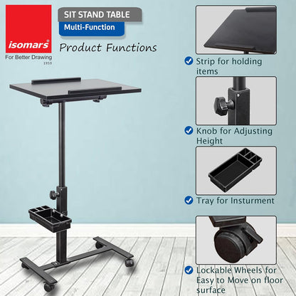 MESA P/LAPTOP AJUSTABLE (20"x14") TOPE DE MADERA BASE DE METAL