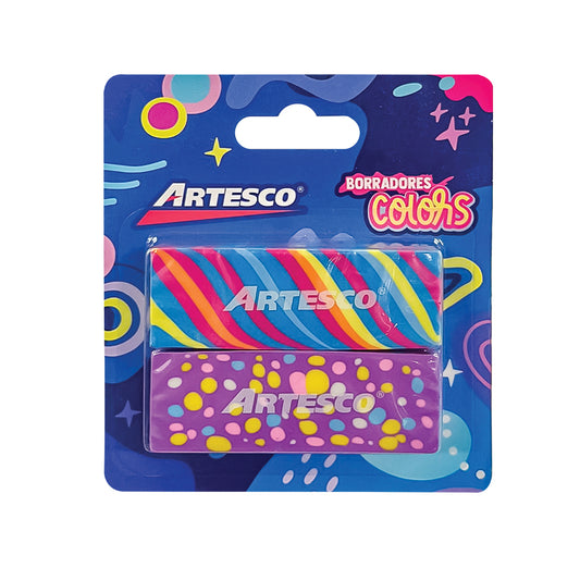 GOMAS DE BORRAR DE COLORES BL 2/1