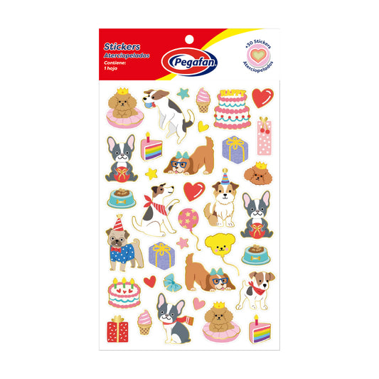ETIQUETAS CON DISEÑO FIESTA DE PERROS