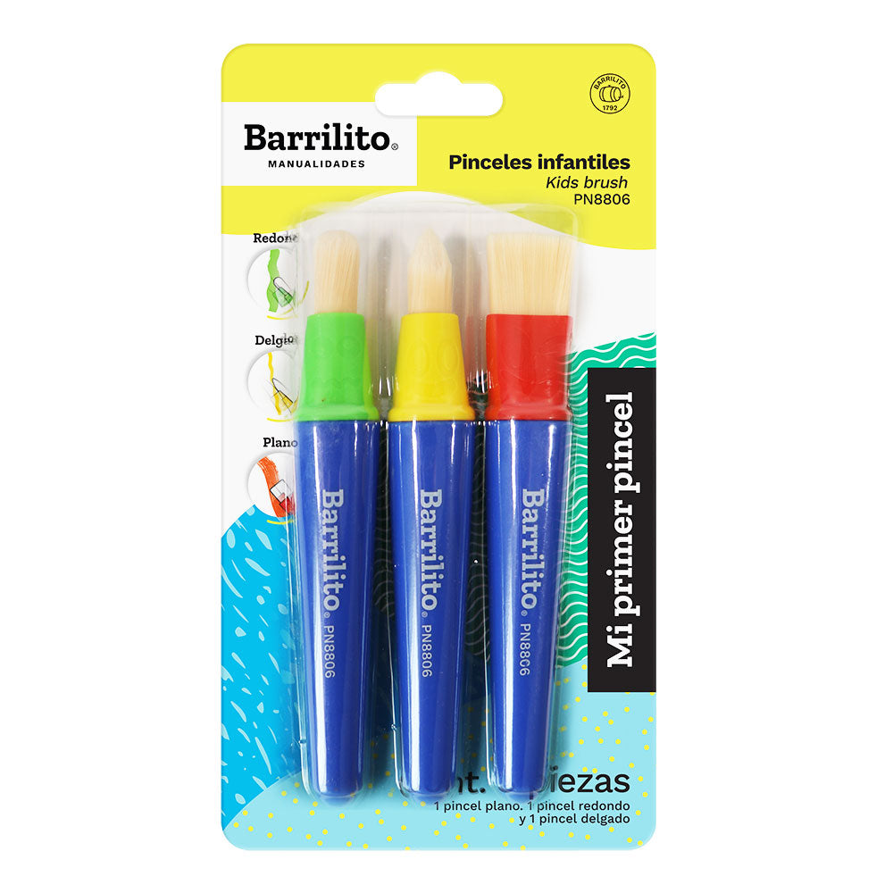 Lefranc Bourgeois Set De 8 Pinceles Con Purpurina Para Niños – Fibras Naturales, Mangos Brillantes, Incluye Redondos Y Planos
