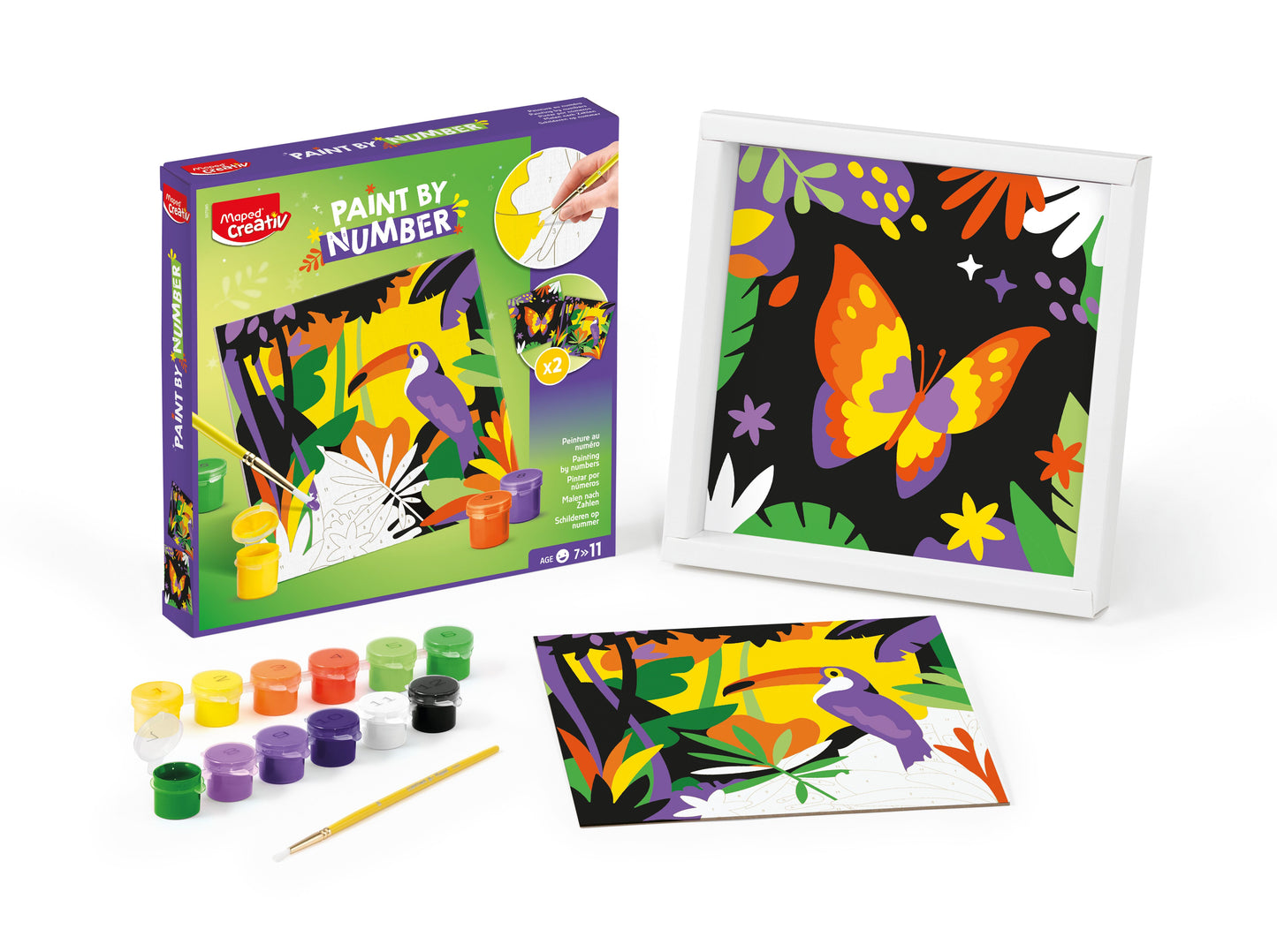 JUEGOS CREATIVOS, PAINT E Y NUMBER JUNGLE PAROT/BUTTLERFLY