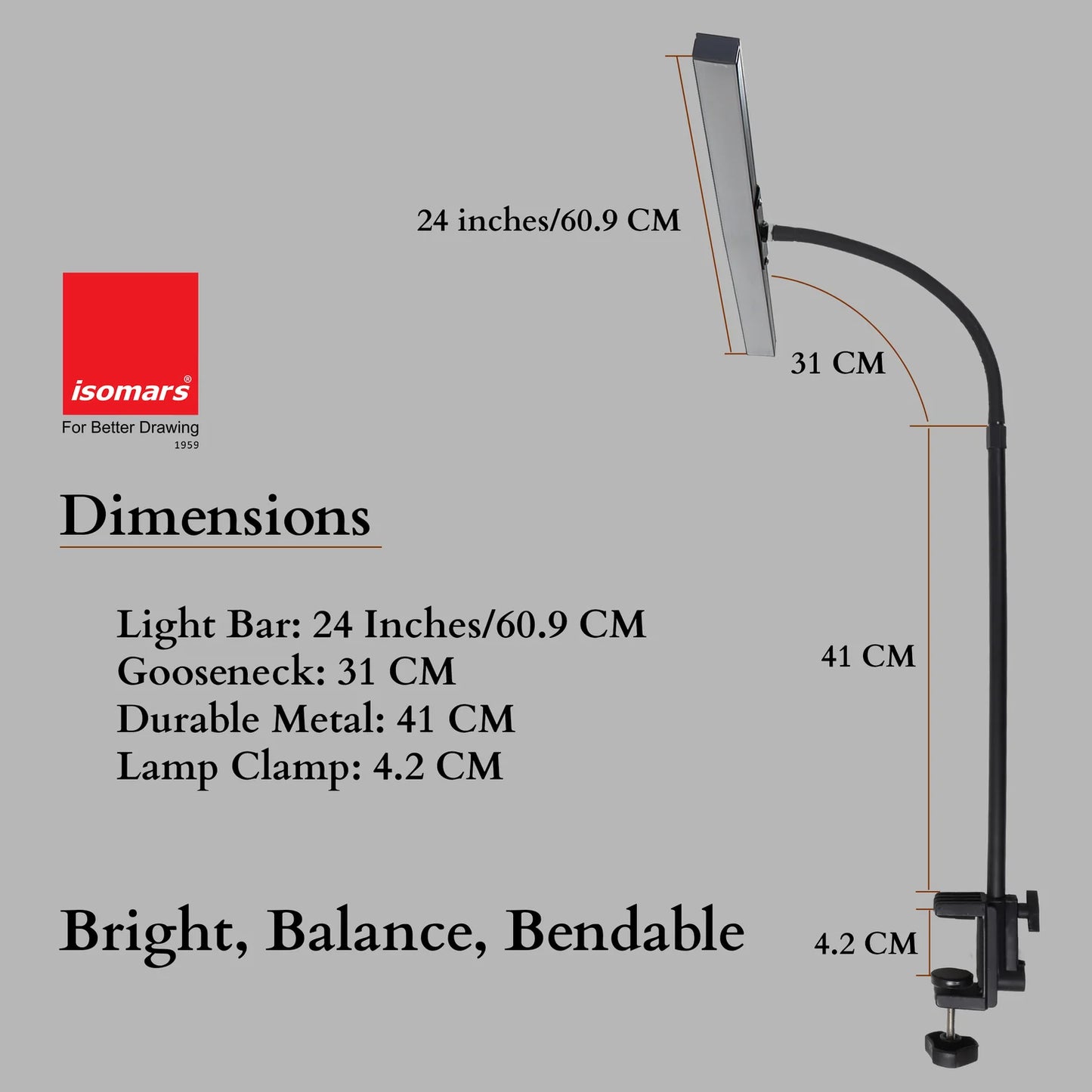 LAMPARA LED 24" P/MESA DE DIBUJO 5 VOLTIOS USB