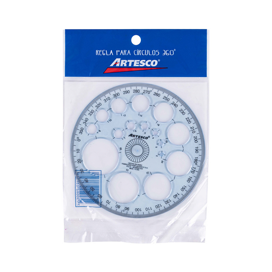 TRANSPORTADOR 360 C/PLANTILLA P/CIRCULOS BL