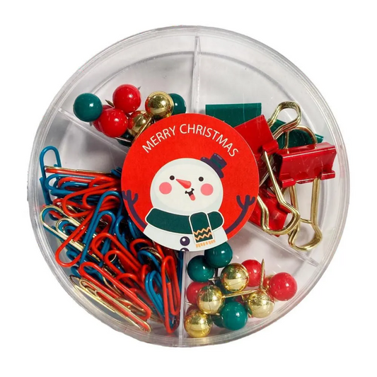 JUEGOS DE CLIPS, BINDERS Y PINS COLORIDOS Merry Christmas