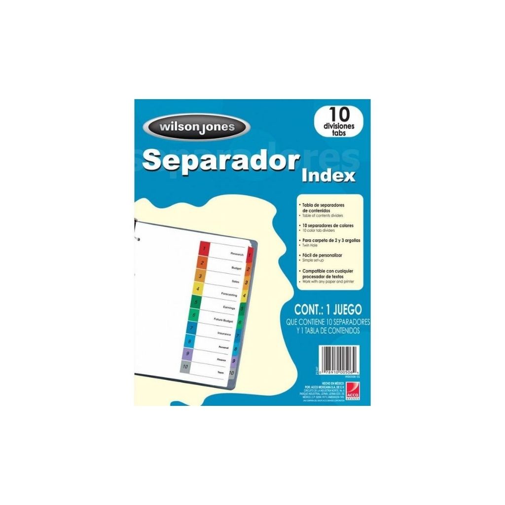 SEPARADOR P/CARPETAS 10 TAB MULTICOLOR (00506)