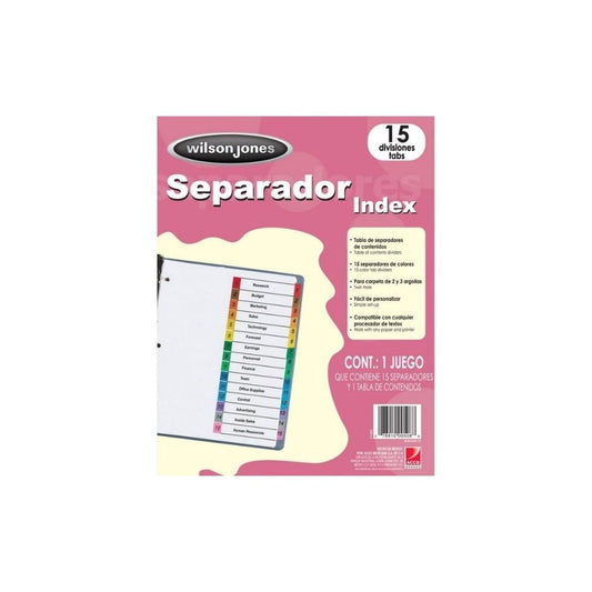 SEPARADOR P/CARPETAS 15 TAB MULTICOLOR (00508)