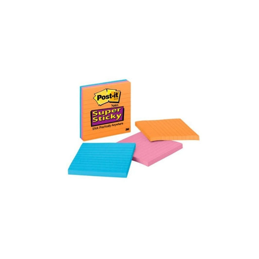 POST-IT (4 X 4) C/LINEAS 3/1 SURTIDO SUPER ADHESIVAS