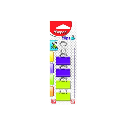 BINDER CLIPS 1.3 4/1 COLORES SURT. (32MM) BLISTER