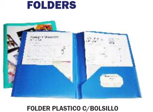 FOLDER PLASTICO C/BOLSILLO TRANSL. AZUL