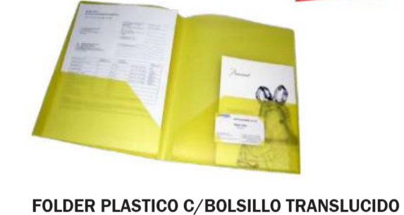 FOLDER PLASTICO C/BOLSILLO TRANSL. MATTE (TRANSPARENTE)