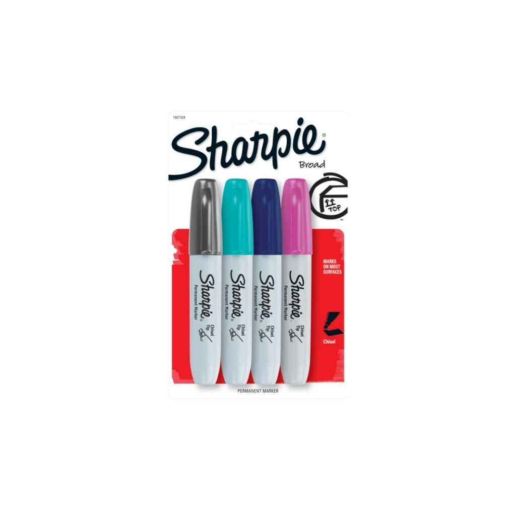 JUEGO DE FELPAS SHARPIE PERMANENTE CHISEL 4/1 NEW COLORS