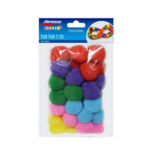 POMPOM 4CMS 24/1 SURTIDOS BL