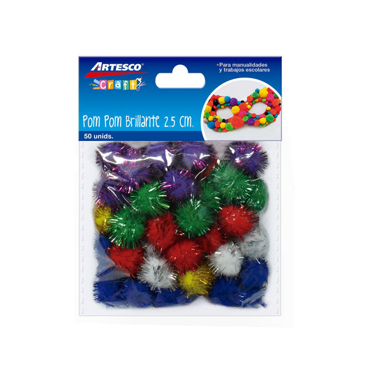 POMPOM BRILLANTE 2.5CM 50PZAS