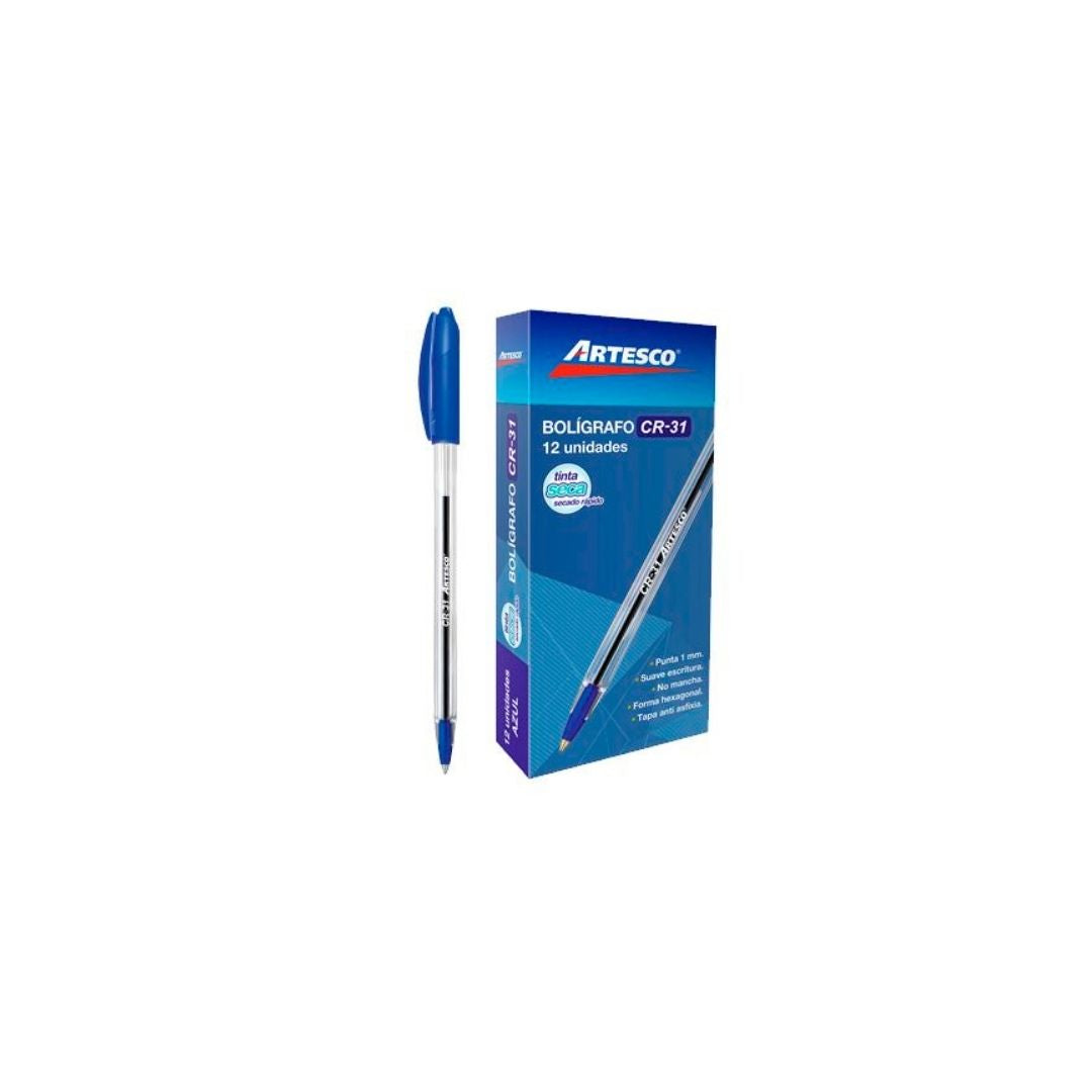 BOLIGRAFOS TINTA SECA CR-31 AZUL 12/1 (ARTESCO)