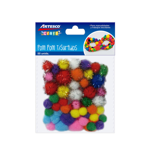 POMPOM 1.5 CM BRILLANTE SURT. 50/1 BL