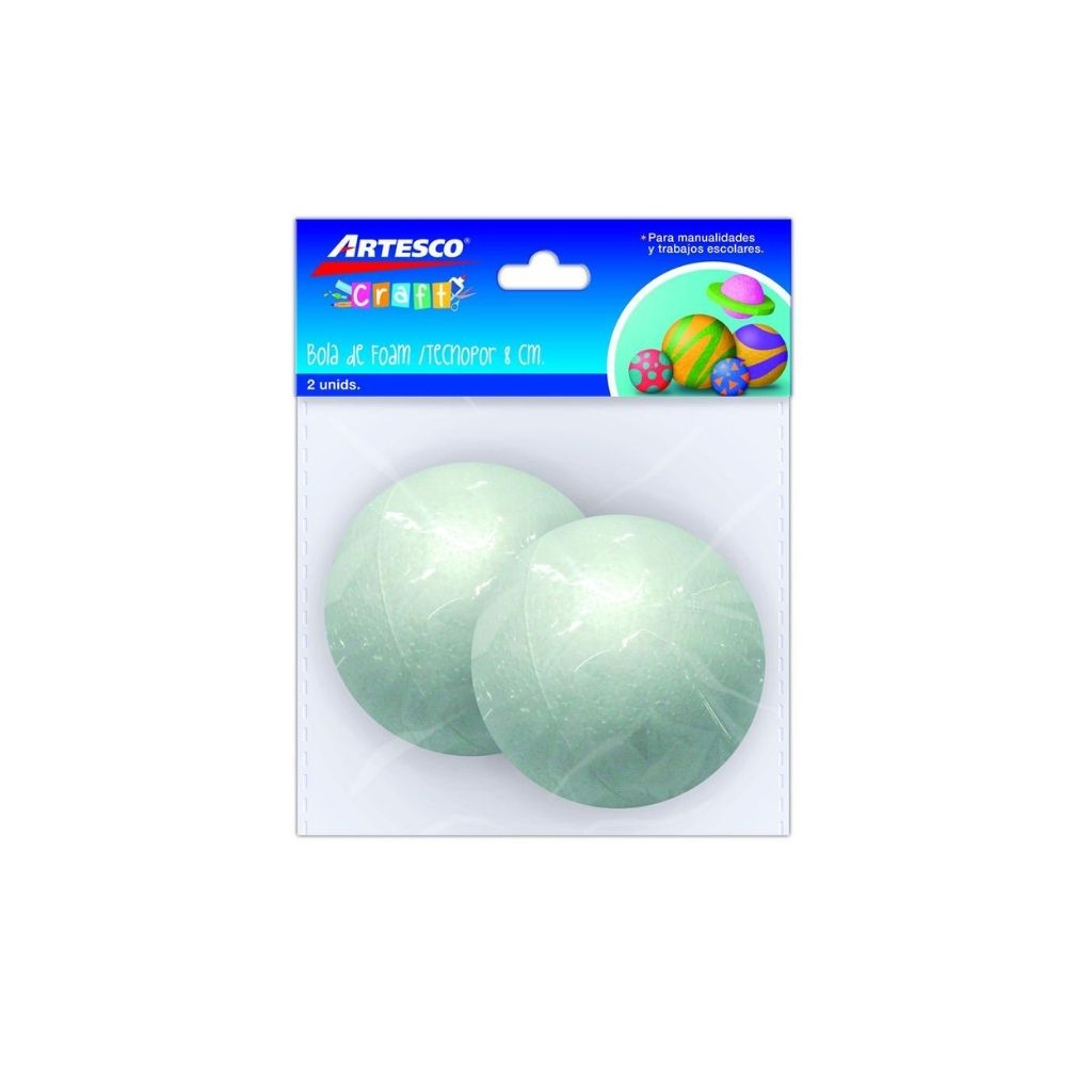 BOLAS DE ESTEREOFOAM 8CM 2/1 BLISTER