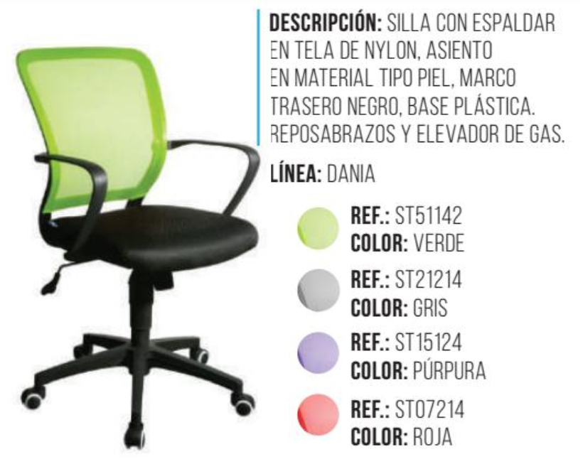 SILLA P/ESCRITORIO SECRETARIAL C/B NE ESPALDAR GRIS