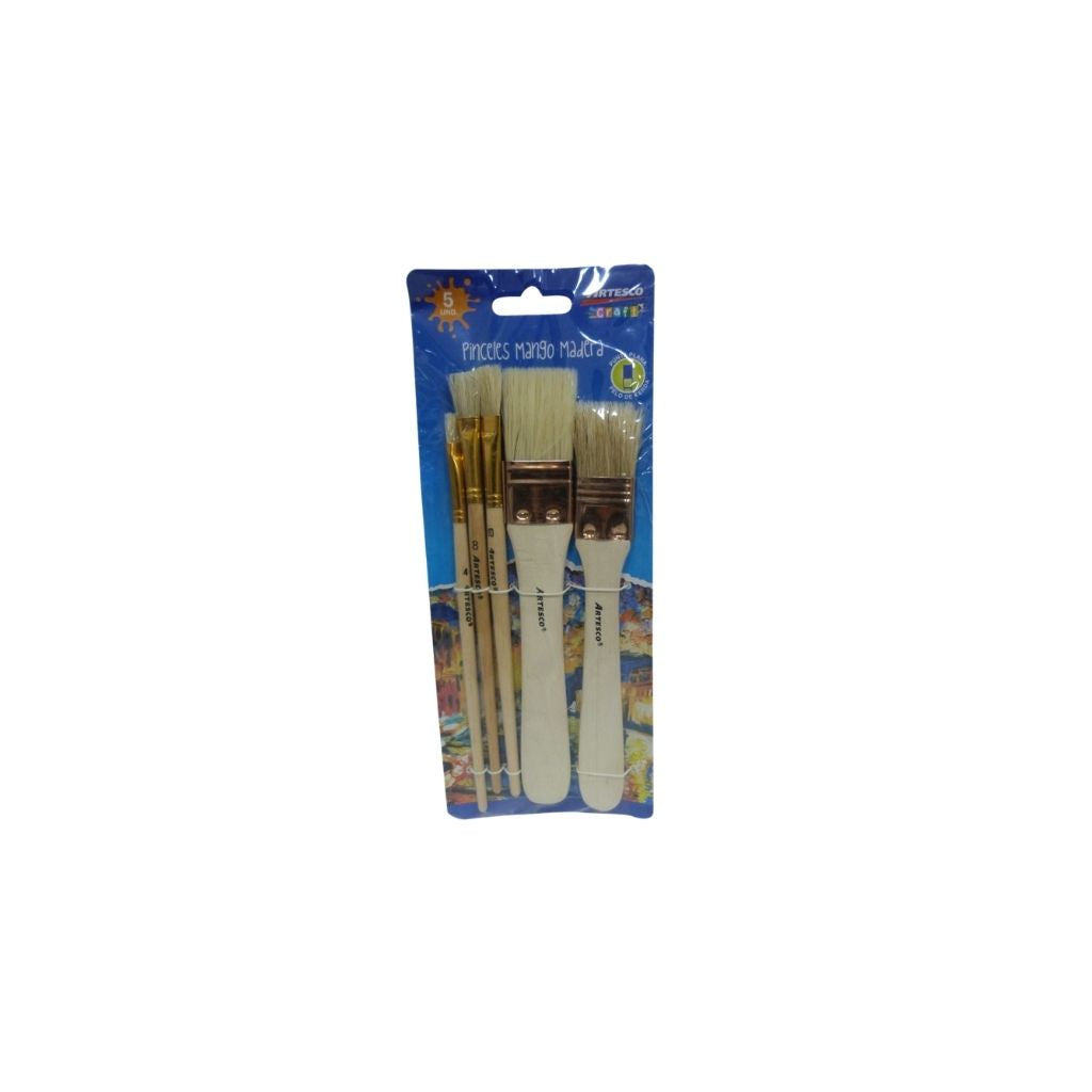 JUEGO DE PINCELES BROCHA 5/1 M. MADERA BLISTER