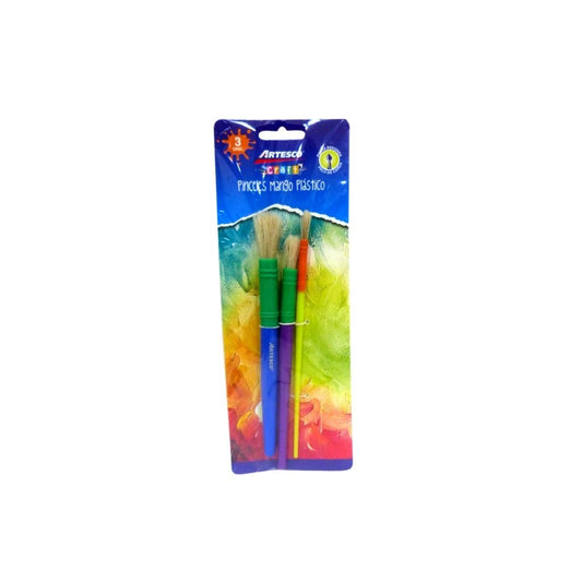 JUEGO DE PINCELES REDONDO 3/1 M.PLASTICO BICOLOR BL