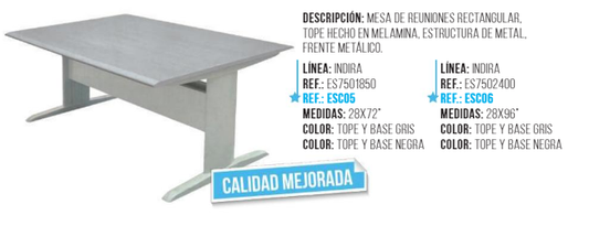 MESA P/REUNION INDIRA (28X96) GRIS C/TOPE MELAMINA