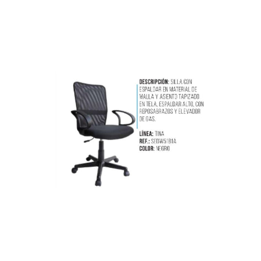 SILLA P/ESCRITORIO EJECUTIVA BASE NYLON NEGRO