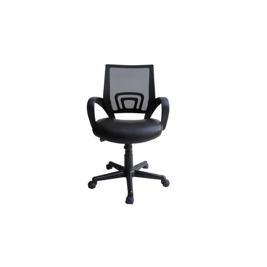 SILLA P/ESCRITORIO EJECUTIVA C/B JADE NEGRA C/MALLA NEGRA