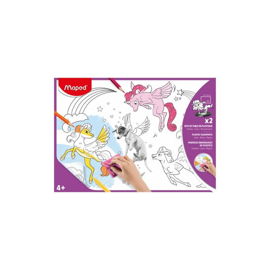 MANTEL INDIVIDUAL DE PLASTICO P/COLOREAR  COL. SURT EN ESTU
