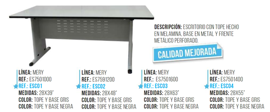 ESCRITORIO MILD (29X39X27) Base NEGRO C/T.HAYA