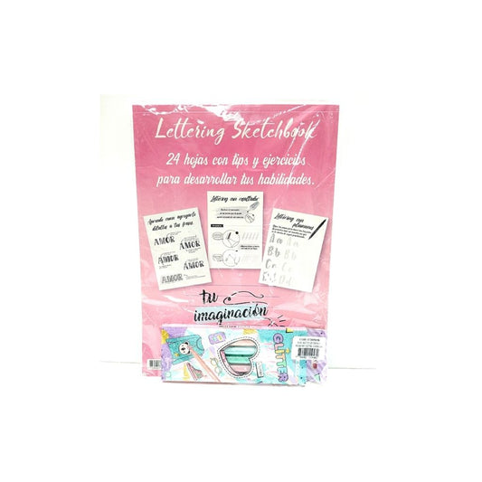 COMBO LIBRETAS SKETCH LETTERING + JGO. FELPAS GLITTER 6/1