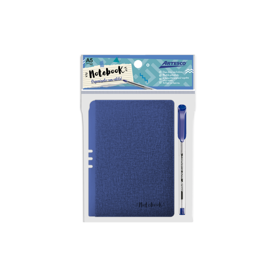 CUADERNO CASUAL A5 (15 X 21) C/BOLIGRAFO AZUL OSC