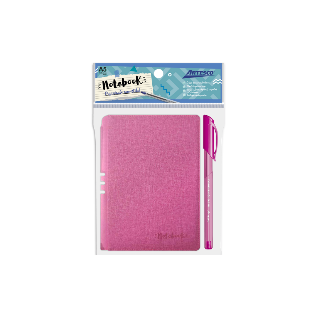 LIBRETAS P/NOTAS A5  C/BOLIGRAFO FUSCIA BL