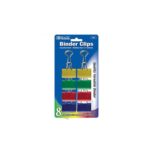 BINDER CLIPS 1-1/4" (32MM) COLORES SURTIDOS 8/1 BLISTER