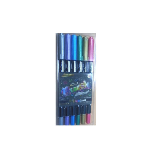 JUEGO DE MARCADOR DUAL BRUSH METALLIC  6/1 BLISTER