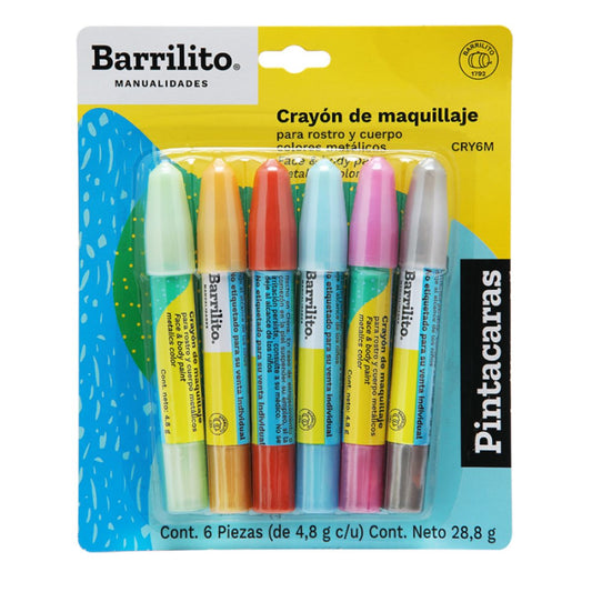 JUEGO CRAYONES PINTACARAS METALICO 6/1 SURTIDOS BLISTER