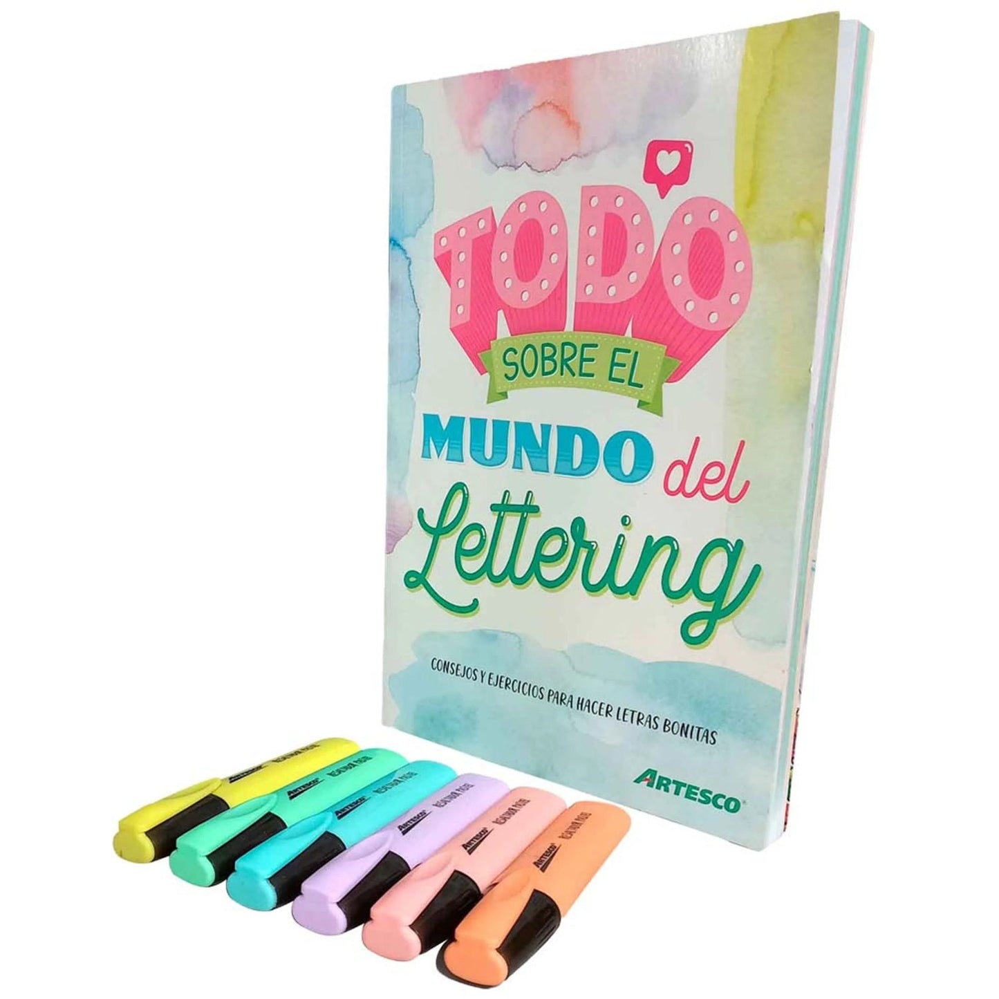 LIBRO MUNDO LETTERING + RESALTADORES PASTEL 6/1